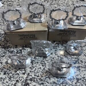 New Southern Living at HOME Redmont Heirloom Napkin Rings Set of 8-Color Silver